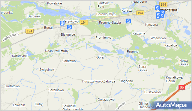 mapa Góra gmina Pobiedziska, Góra gmina Pobiedziska na mapie Targeo