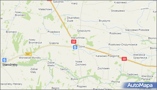 mapa Góra gmina Staroźreby, Góra gmina Staroźreby na mapie Targeo