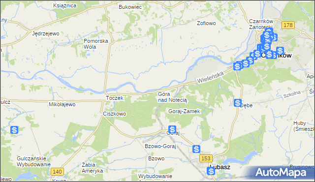 mapa Góra nad Notecią, Góra nad Notecią na mapie Targeo
