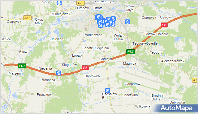 mapa Gorczyn, Gorczyn na mapie Targeo