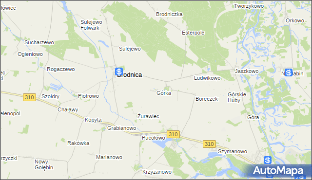 mapa Górka gmina Brodnica, Górka gmina Brodnica na mapie Targeo