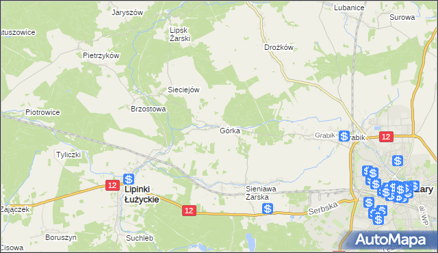 mapa Górka gmina Lipinki Łużyckie, Górka gmina Lipinki Łużyckie na mapie Targeo