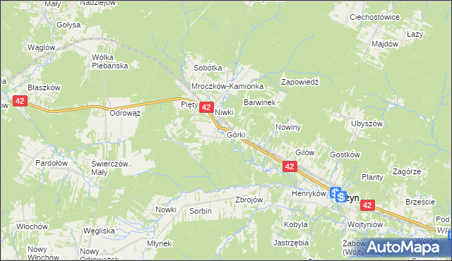 mapa Górki gmina Bliżyn, Górki gmina Bliżyn na mapie Targeo