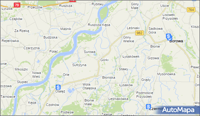 mapa Górki gmina Borowa, Górki gmina Borowa na mapie Targeo