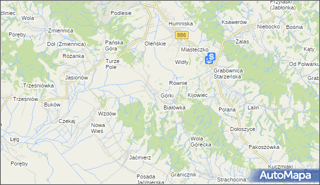 mapa Górki gmina Brzozów, Górki gmina Brzozów na mapie Targeo