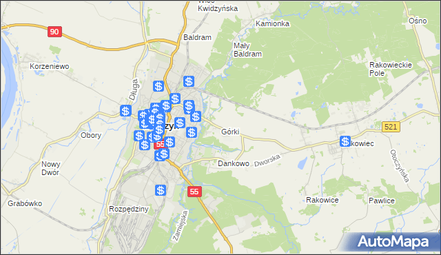 mapa Górki gmina Kwidzyn, Górki gmina Kwidzyn na mapie Targeo