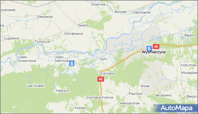 mapa Górki gmina Wyśmierzyce, Górki gmina Wyśmierzyce na mapie Targeo