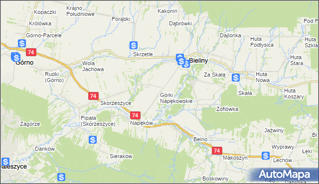 mapa Górki Napękowskie, Górki Napękowskie na mapie Targeo