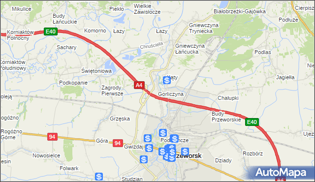 mapa Gorliczyna, Gorliczyna na mapie Targeo