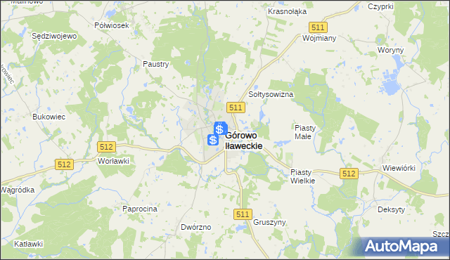 mapa Górowo Iławeckie, Górowo Iławeckie na mapie Targeo