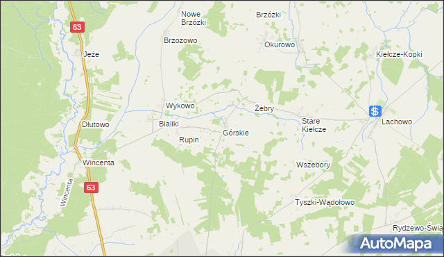 mapa Górskie gmina Kolno, Górskie gmina Kolno na mapie Targeo