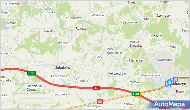 mapa Góry gmina Jakubów, Góry gmina Jakubów na mapie Targeo