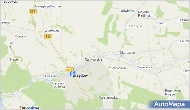 mapa Góry gmina Urzędów, Góry gmina Urzędów na mapie Targeo