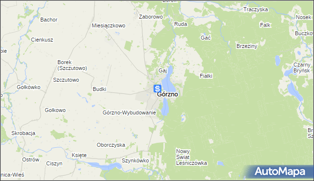 mapa Górzno powiat brodnicki, Górzno powiat brodnicki na mapie Targeo