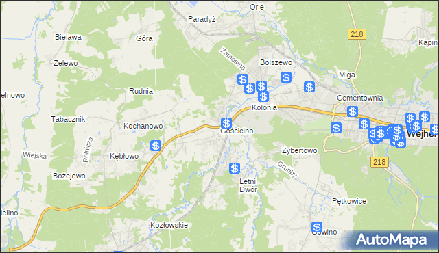 mapa Gościcino, Gościcino na mapie Targeo
