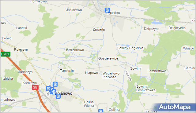 mapa Gościejewice, Gościejewice na mapie Targeo