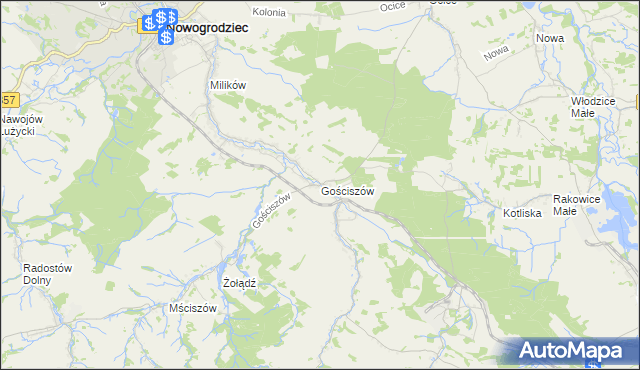 mapa Gościszów, Gościszów na mapie Targeo