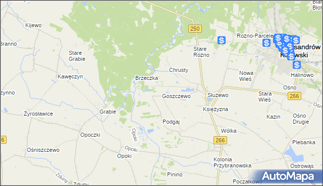 mapa Goszczewo gmina Aleksandrów Kujawski, Goszczewo gmina Aleksandrów Kujawski na mapie Targeo