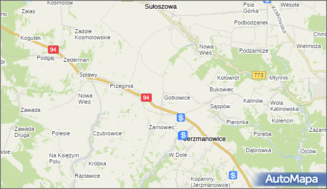 mapa Gotkowice, Gotkowice na mapie Targeo