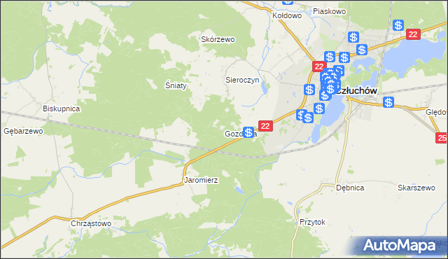 mapa Gozdnica gmina Człuchów, Gozdnica gmina Człuchów na mapie Targeo