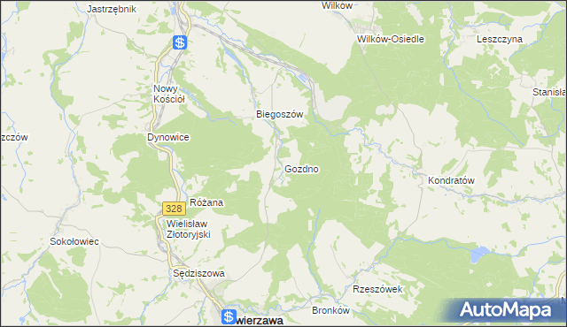 mapa Gozdno, Gozdno na mapie Targeo