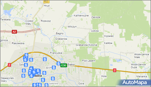 mapa Grabanów-Kolonia, Grabanów-Kolonia na mapie Targeo