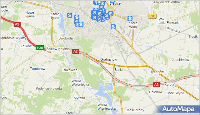 mapa Grabianów, Grabianów na mapie Targeo