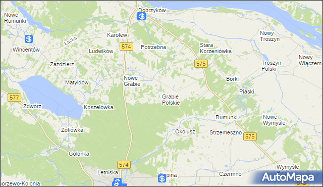 mapa Grabie Polskie, Grabie Polskie na mapie Targeo