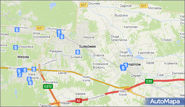 mapa Grabina gmina Halinów, Grabina gmina Halinów na mapie Targeo