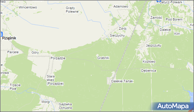 mapa Grabnik gmina Rząśnik, Grabnik gmina Rząśnik na mapie Targeo