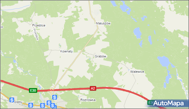 mapa Grabów gmina Torzym, Grabów gmina Torzym na mapie Targeo