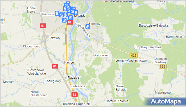 mapa Grabówiec gmina Pułtusk, Grabówiec gmina Pułtusk na mapie Targeo
