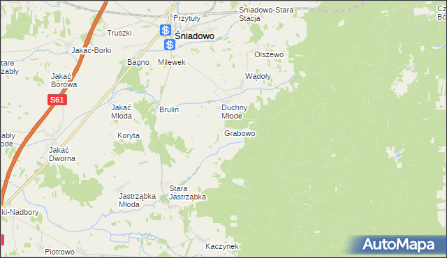 mapa Grabowo gmina Śniadowo, Grabowo gmina Śniadowo na mapie Targeo