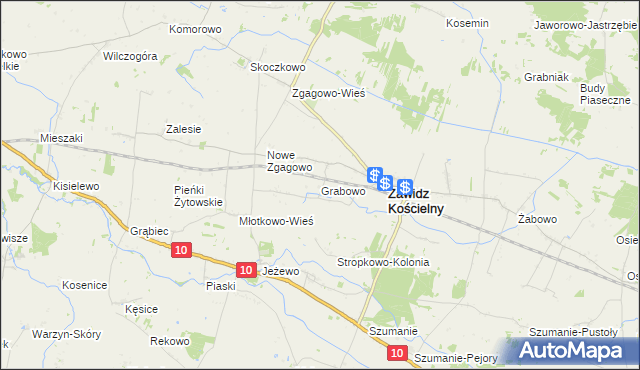 mapa Grabowo gmina Zawidz, Grabowo gmina Zawidz na mapie Targeo