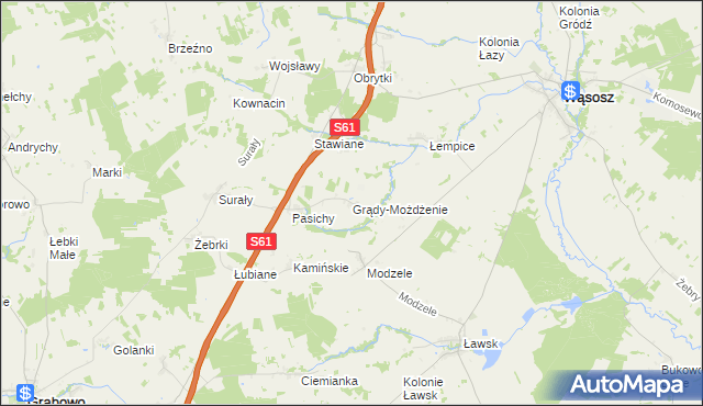 mapa Grądy-Możdżenie, Grądy-Możdżenie na mapie Targeo