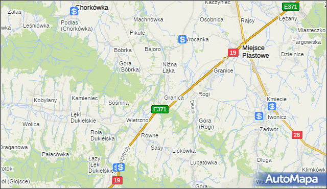 mapa Granica gmina Dukla, Granica gmina Dukla na mapie Targeo