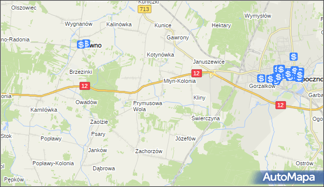 mapa Grążowice, Grążowice na mapie Targeo