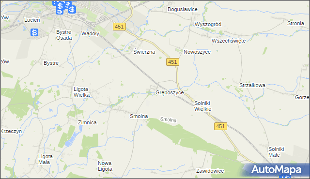 mapa Gręboszyce, Gręboszyce na mapie Targeo