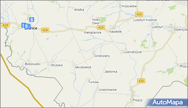 mapa Gródczany, Gródczany na mapie Targeo