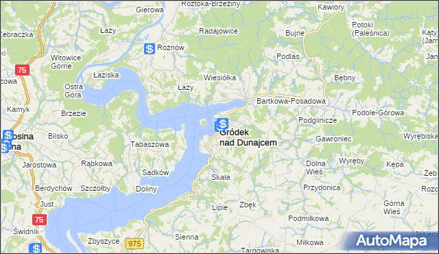 mapa Gródek nad Dunajcem, Gródek nad Dunajcem na mapie Targeo