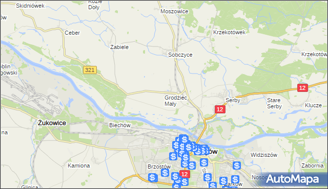 mapa Grodziec Mały, Grodziec Mały na mapie Targeo