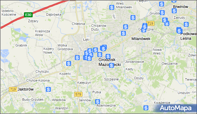mapa Grodzisk Mazowiecki, Grodzisk Mazowiecki na mapie Targeo