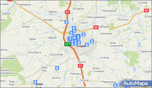 mapa Grójec, Grójec na mapie Targeo