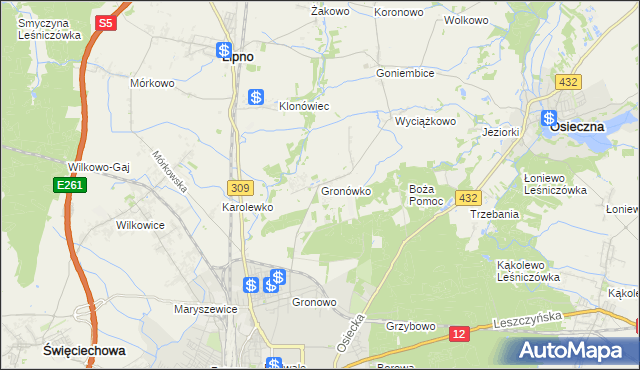 mapa Gronówko gmina Lipno, Gronówko gmina Lipno na mapie Targeo