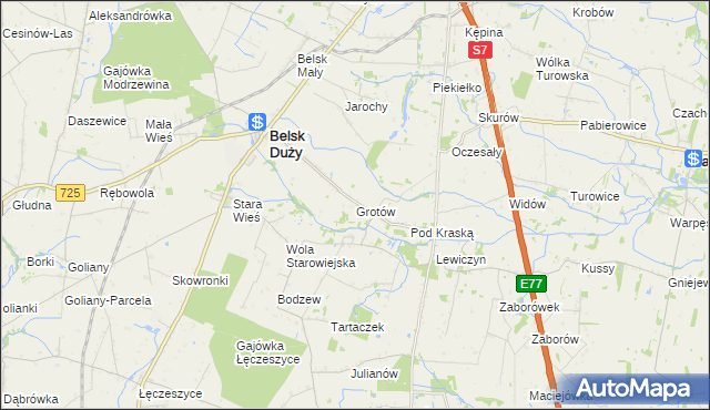 mapa Grotów gmina Belsk Duży, Grotów gmina Belsk Duży na mapie Targeo