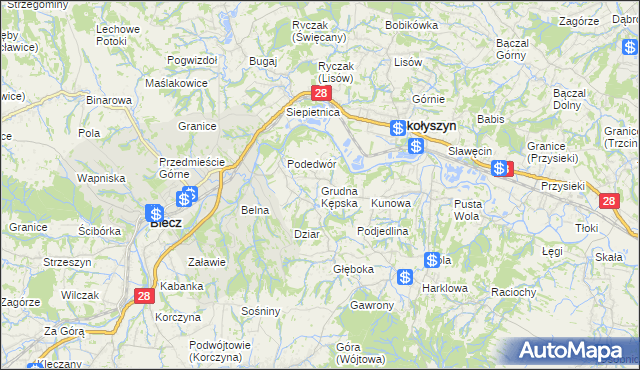 mapa Grudna Kępska, Grudna Kępska na mapie Targeo