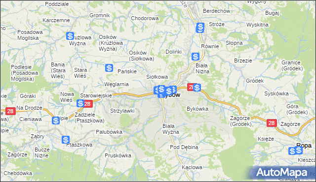 mapa Grybów, Grybów na mapie Targeo