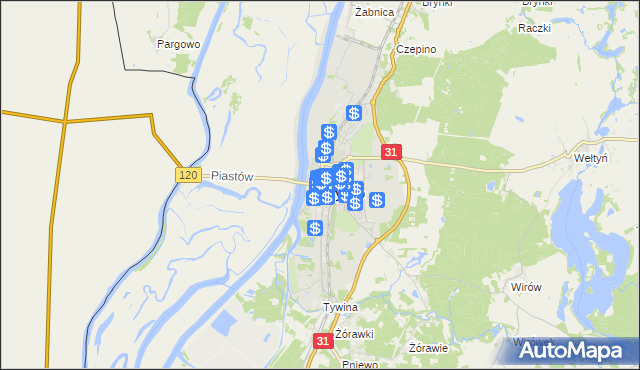 mapa Gryfino, Gryfino na mapie Targeo