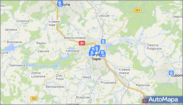 mapa Gryfów Śląski, Gryfów Śląski na mapie Targeo