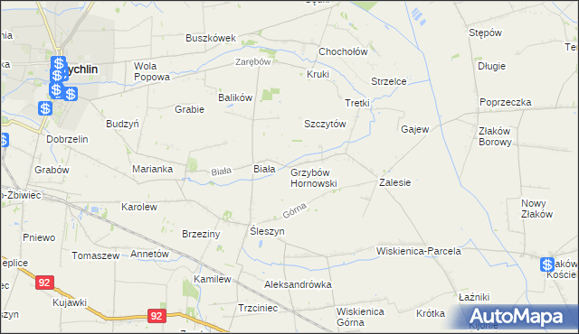 mapa Grzybów Hornowski, Grzybów Hornowski na mapie Targeo